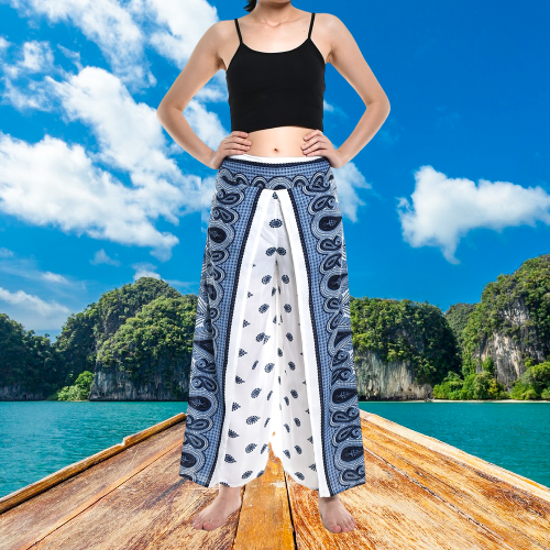 Bohotusk White Butterfly Print Womens Palazzo Pants S/M (UK 8 - 12)