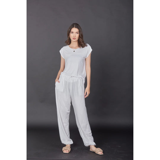 Bohotusk Plain White Womens Harem Pants Cord Tie Waist S/M Only (Copy)