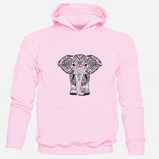 Bohotusk Elephant Print Cotton Hoodie 6 Colours S - 2XL (UK 8 - 20)