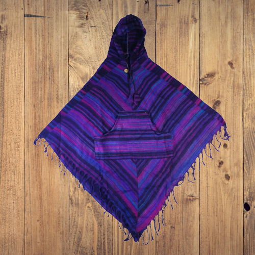 Purple Stripe Woollen Poncho