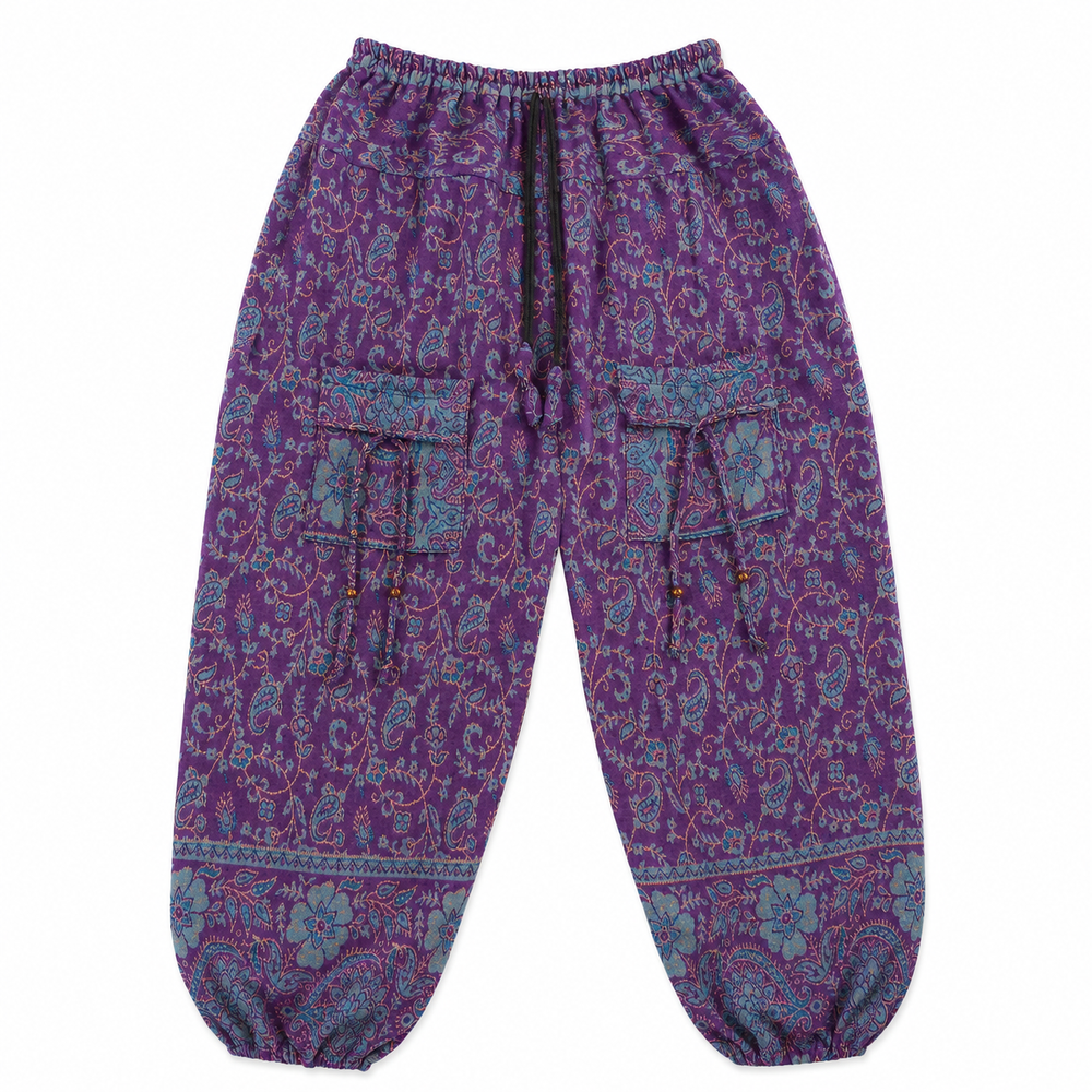 Bohotusk Purple Paisley Fleece Harem Pants One Size