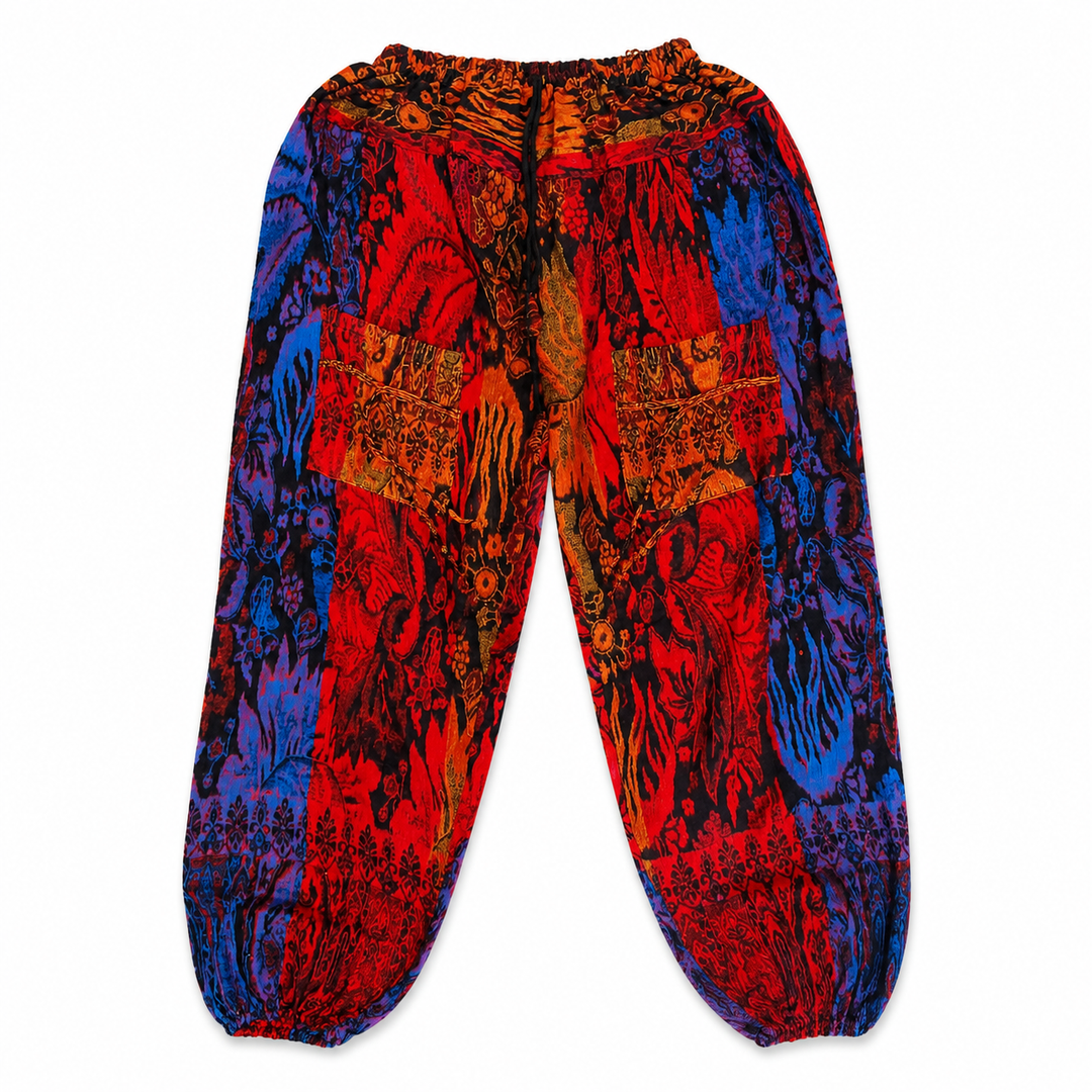 Bohotusk Red Blue Coral Reef Fleece Harem Pants One Size