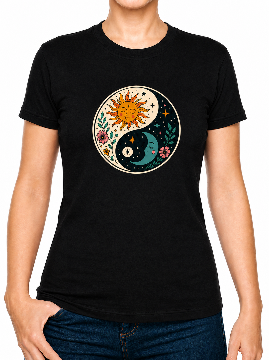 Bohotusk Ying Yang Cotton Mens T-Shirt S - 3XL