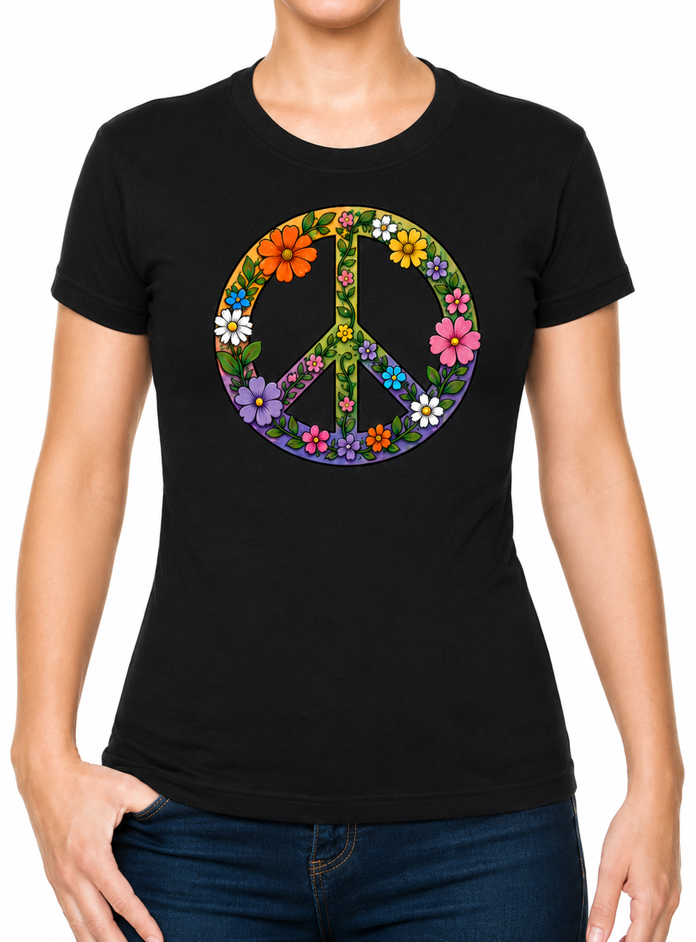 Boho CND Flower Power Ladies T-Shirt XS - 2XL (UK 8 - 18) - available in 7 colours