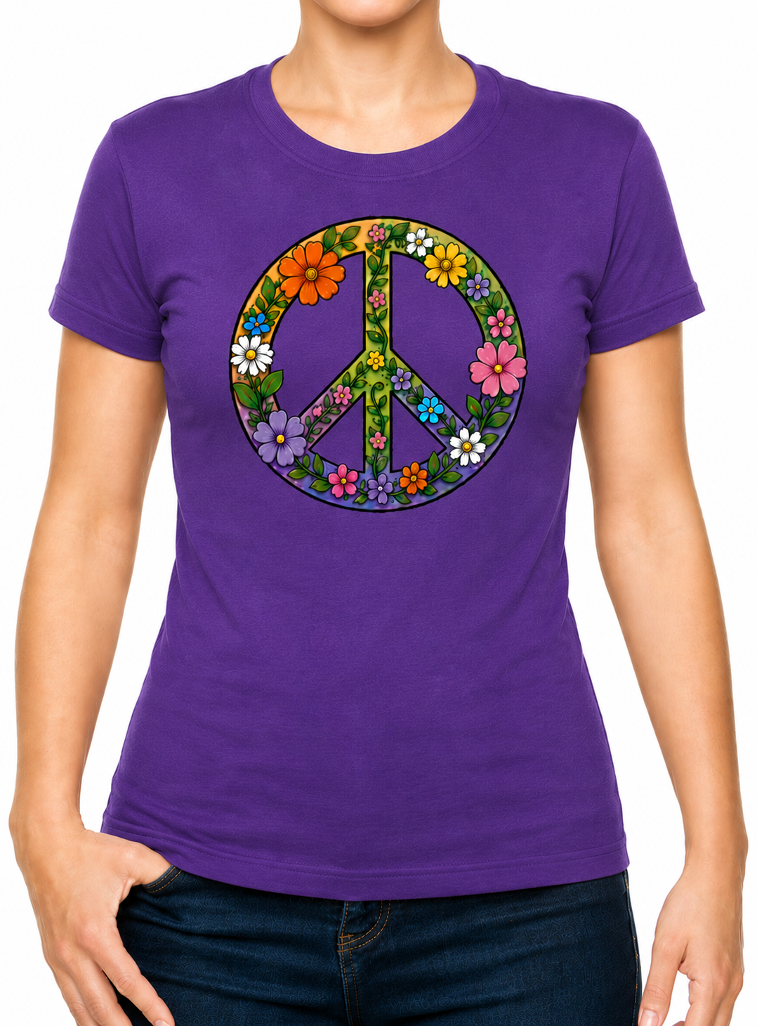 Boho CND Flower Power Ladies T-Shirt XS - 2XL (UK 8 - 18) - available in 7 colours