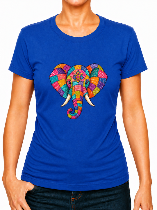 Bohotusk Patchwork Elephant Print Cotton Kids T-Shirt 3 to 13 Years (7 Colours)