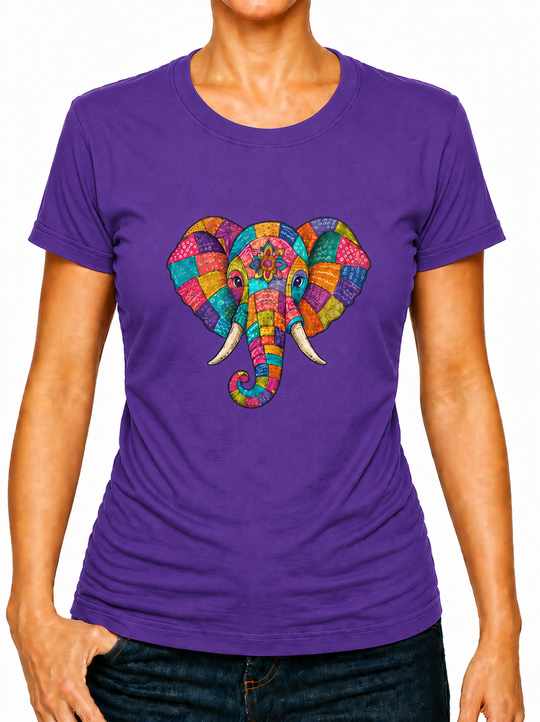 Bohotusk Patchwork Elephant Print Cotton Kids T-Shirt 3 to 13 Years (7 Colours)
