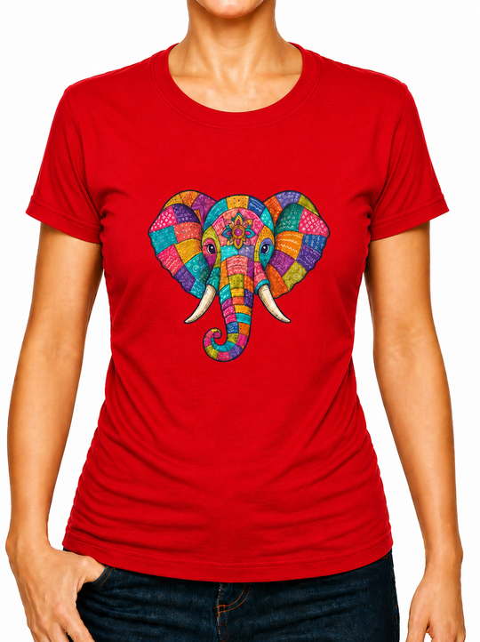 Bohotusk Patchwork Elephant Print Cotton Kids T-Shirt 3 to 13 Years (7 Colours)