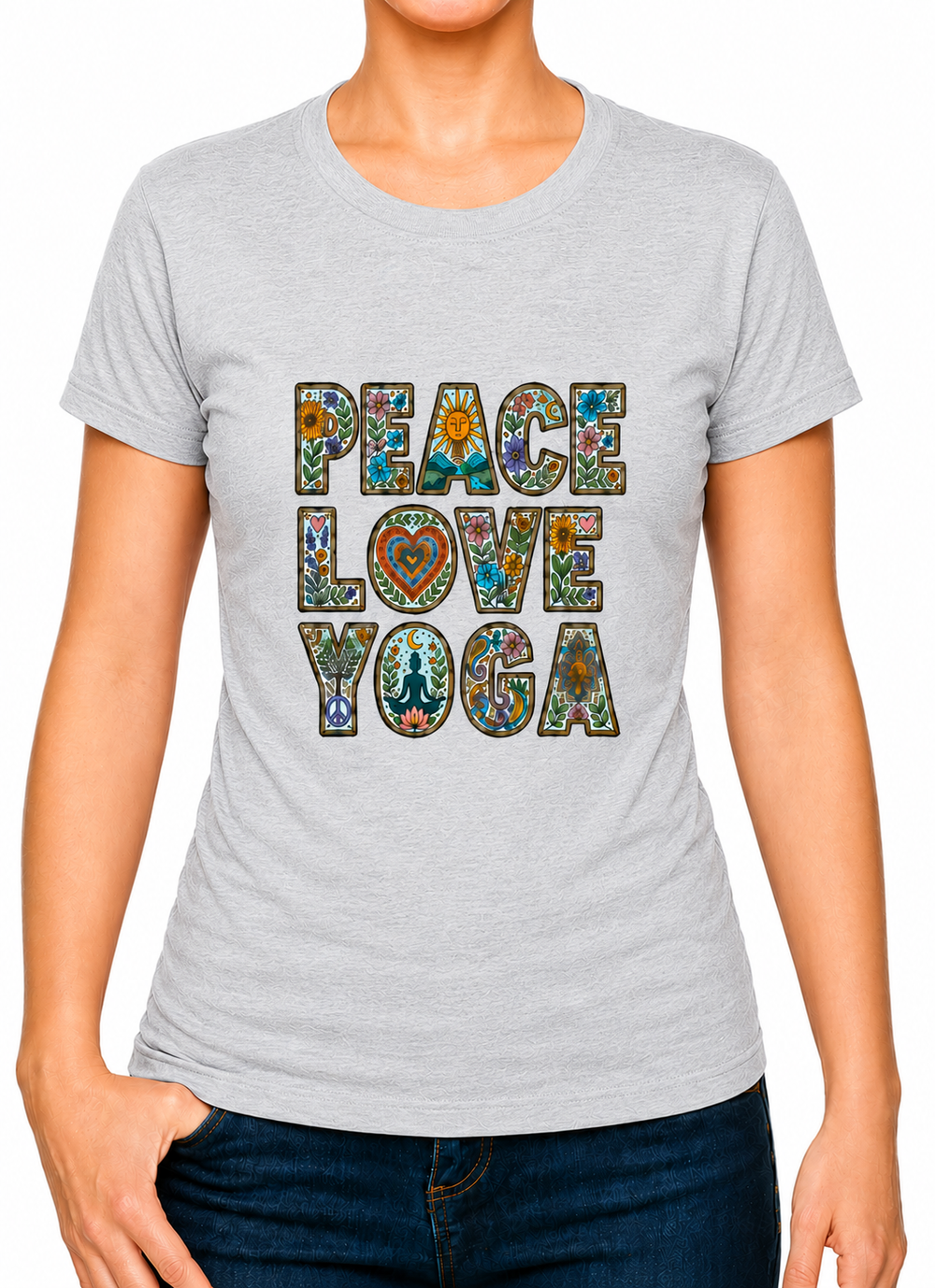 Bohotusk Peace Love Yoga Cotton Mens T-Shirt S - 3XL