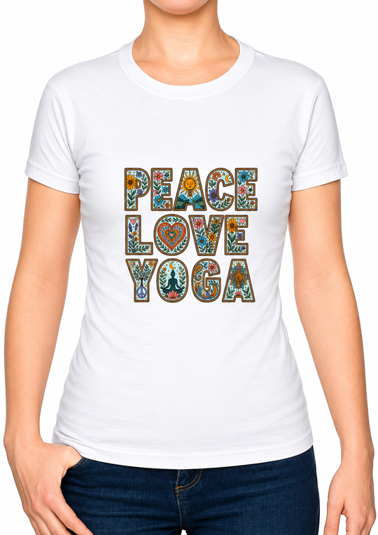 Bohotusk Peace Love Yoga Cotton Kids T-Shirt 3 to 13 Years (7 Colours)