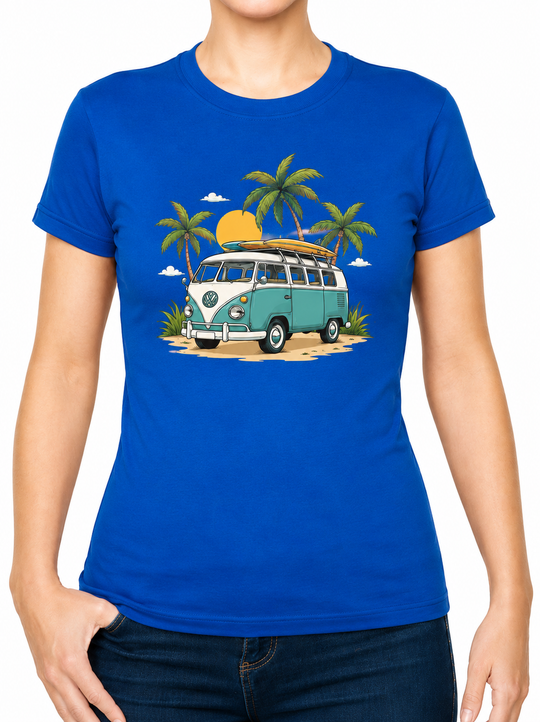 Bohotusk Camper Van Palms Cotton Kids T-Shirt 3 to 13 Years (7 Colours)