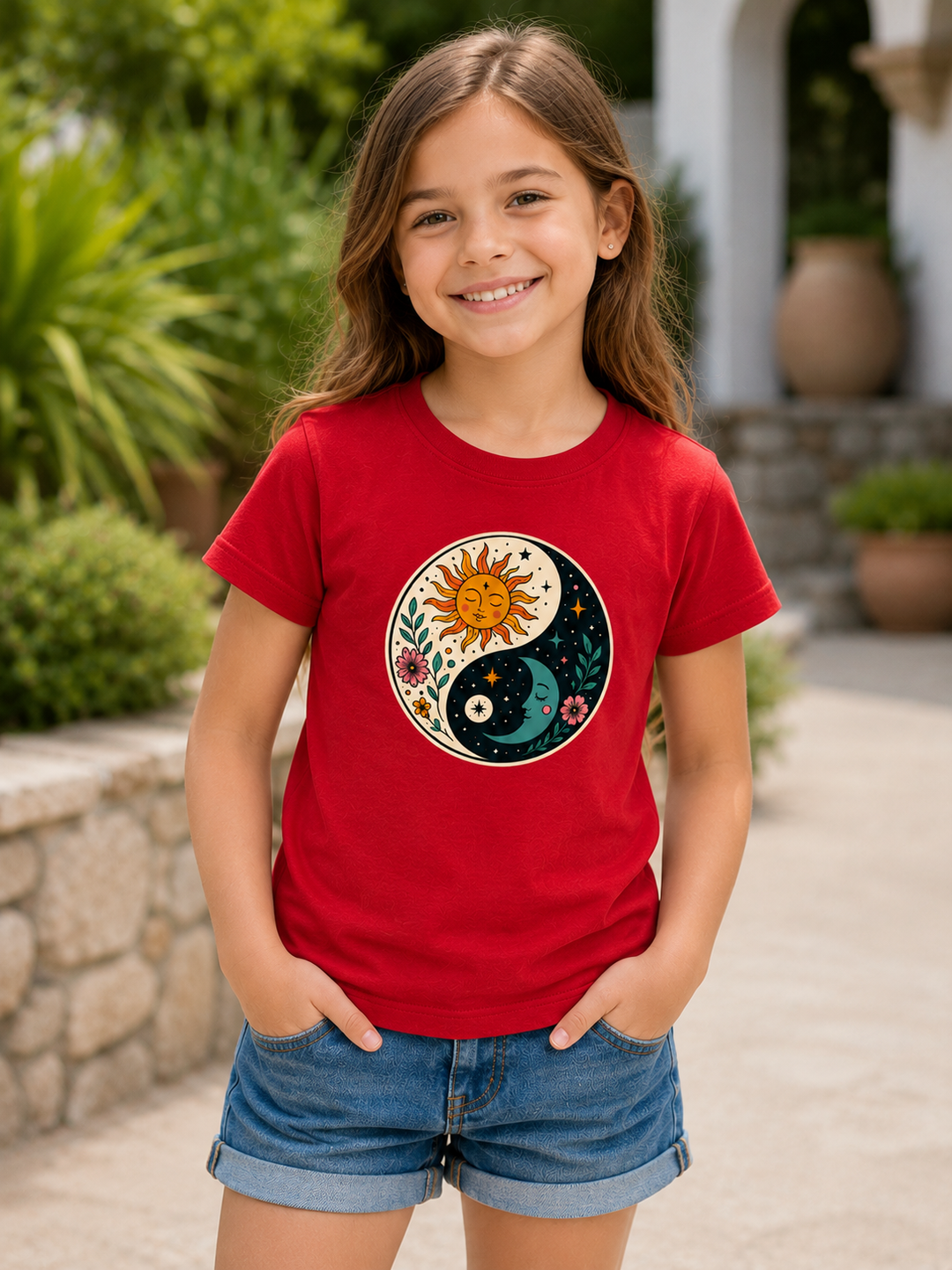 Bohotusk Ying Yang Cotton Kids T-Shirt 3 to 13 Years (7 Colours)
