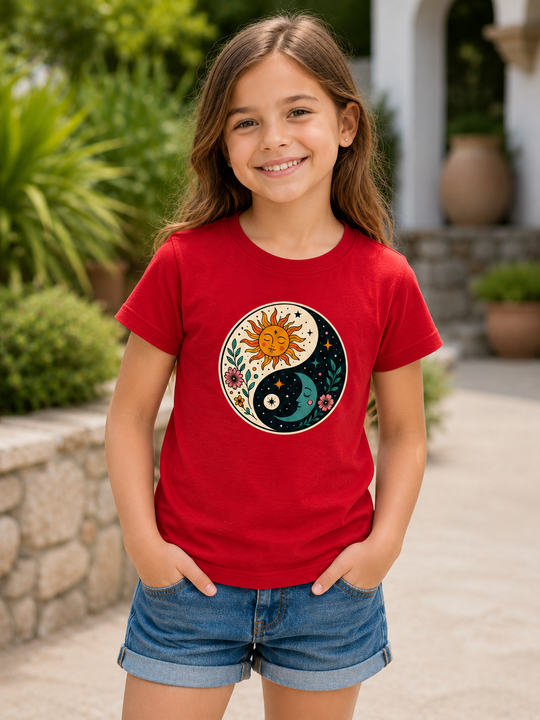 Bohotusk Ying Yang Cotton Kids T-Shirt 3 to 13 Years (7 Colours)