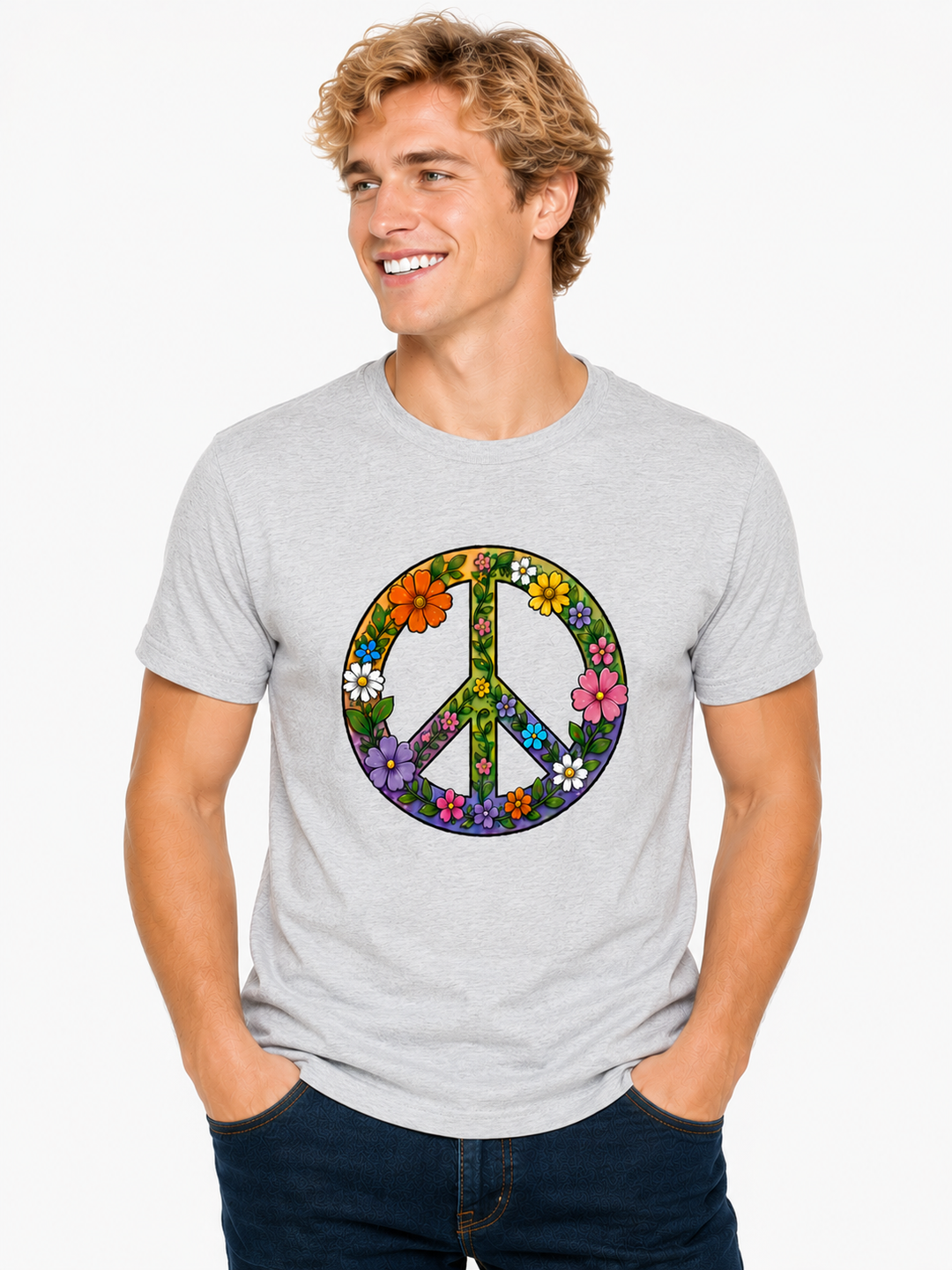 Boho CND Flower Power Cotton Mens T-Shirt S - 3XL
