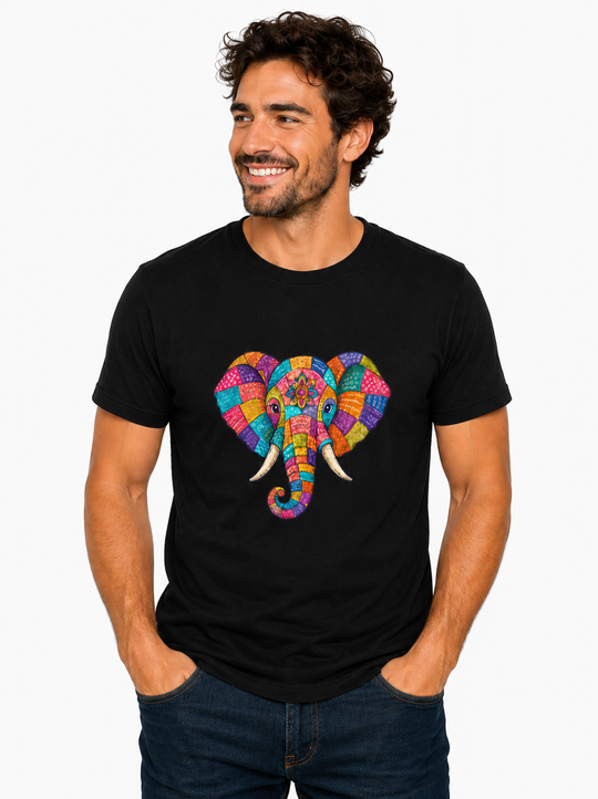 Bohotusk Patchwork Elephant Print Cotton Kids T-Shirt 3 to 13 Years (7 Colours)