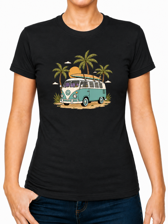 Bohotusk Camper Van Palms Cotton Kids T-Shirt 3 to 13 Years (7 Colours)
