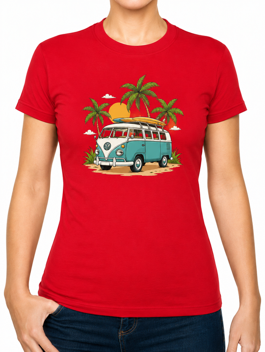 Bohotusk Camper Van Palms Cotton Kids T-Shirt 3 to 13 Years (7 Colours)