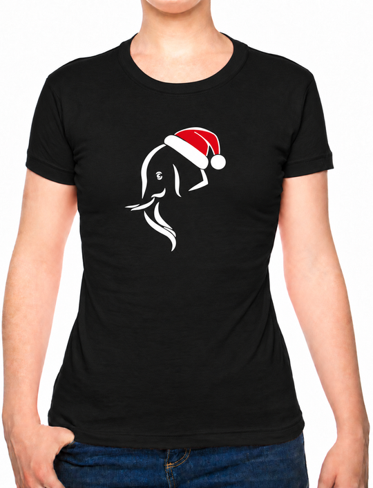 Bohotusk Christmas Elephant Head Cotton Ladies T-Shirt XS - 2XL (UK 8 - 18) available in 7 colours