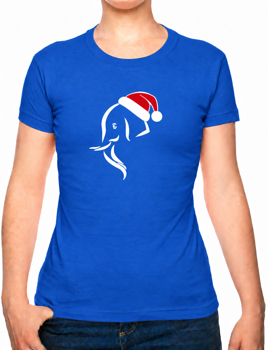 Bohotusk Christmas Elephant Head Cotton Ladies T-Shirt XS - 2XL (UK 8 - 18) available in 7 colours