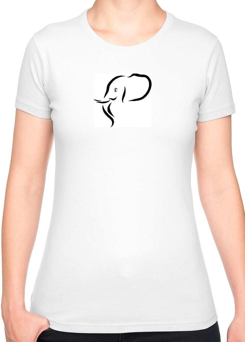 Bohotusk Elephant Head White Cotton Ladies T-Shirt XS - 2XL (UK 6 - 18)