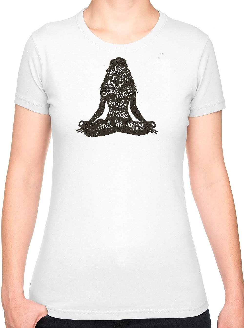 Bohotusk Yoga Pose White Cotton Ladies T-Shirt XS - 2XL (UK 6 - 18)