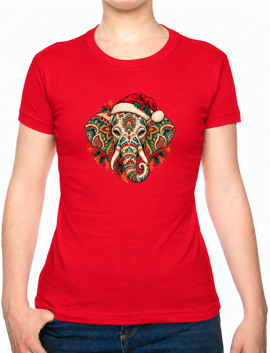 Bohotusk Christmas Elephant Cotton Mens T-Shirt S - 3XL
