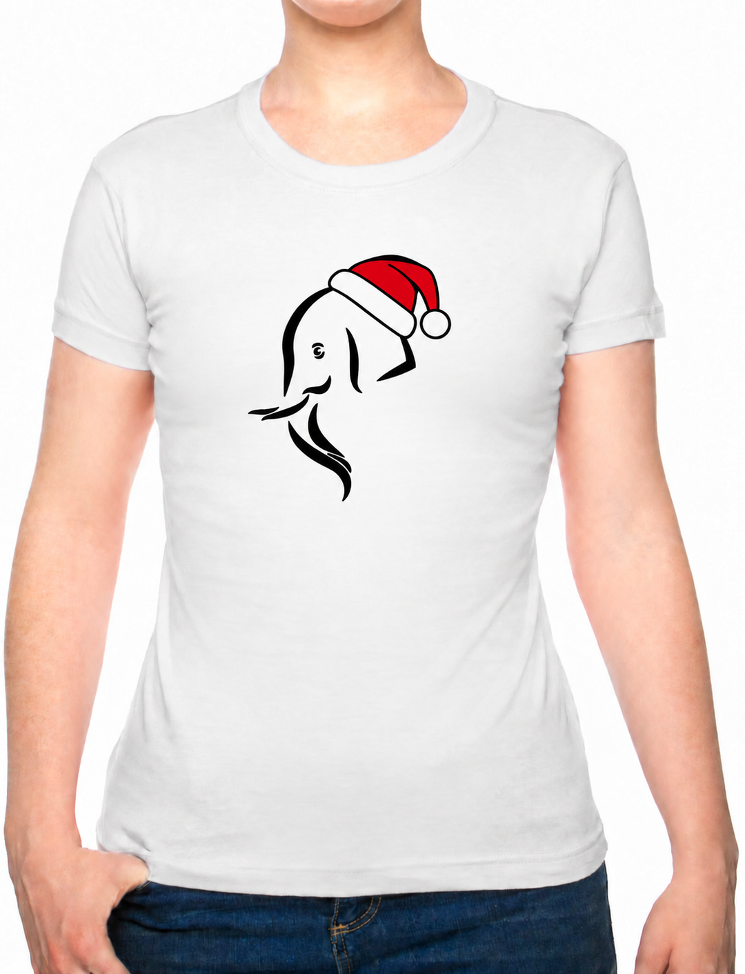 Bohotusk Christmas Elephant Head Cotton Ladies T-Shirt XS - 2XL (UK 8 - 18) available in 7 colours