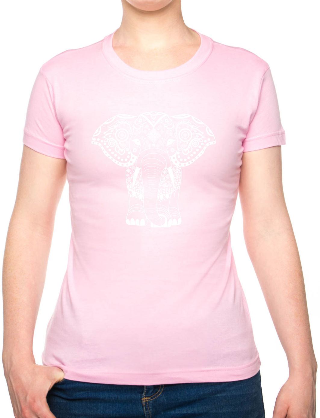 Bohotusk Elephant Print Cotton Ladies T-Shirt S - 2XL (UK 8 - 18) - available in 7 sizes.