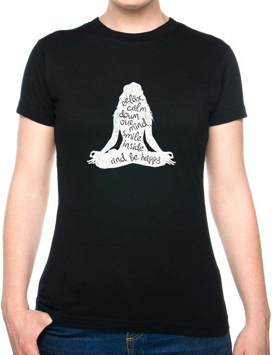 Bohotusk Yoga Pose Cotton Ladies T-Shirt S - 2XL (UK 8 - 18) - available in 7 colours.