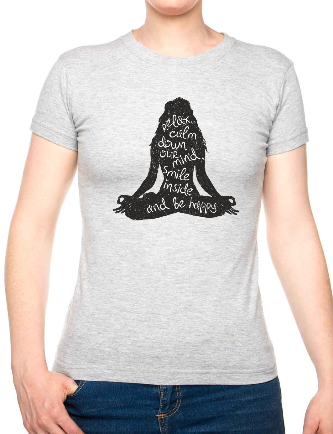 Bohotusk Yoga Pose Cotton Ladies T-Shirt S - 2XL (UK 8 - 18) - available in 7 colours.