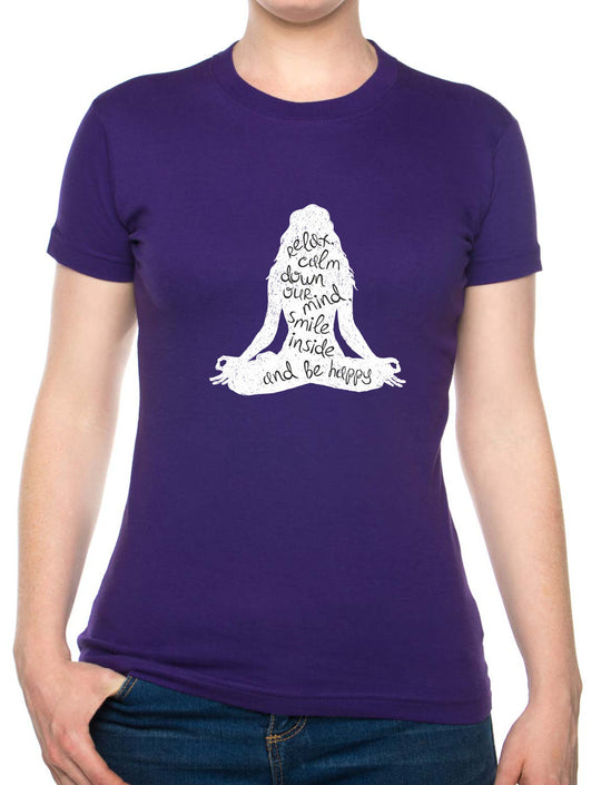 Bohotusk Yoga Pose Cotton Ladies T-Shirt S - 2XL (UK 8 - 18) - available in 7 colours.