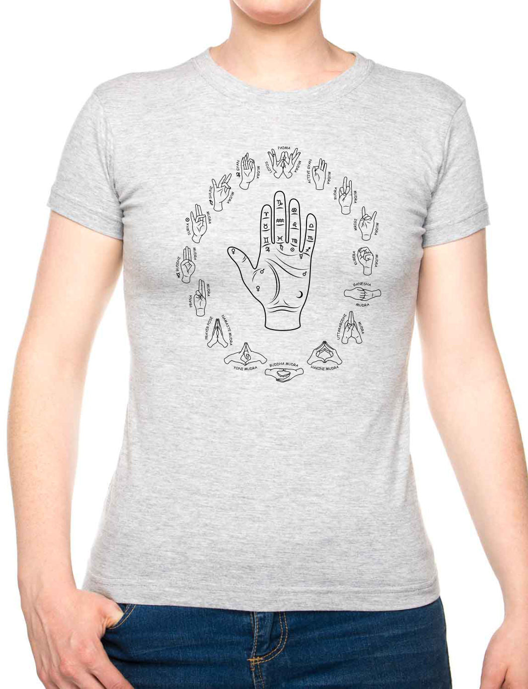 Bohotusk Mudra Energy Flows Cotton Ladies T-Shirt XS - 2XL (UK 8 - 18) Available in 7 sizes