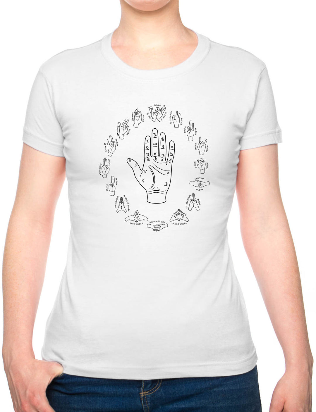 Bohotusk Mudra Energy Flows Cotton Ladies T-Shirt XS - 2XL (UK 8 - 18) Available in 7 sizes