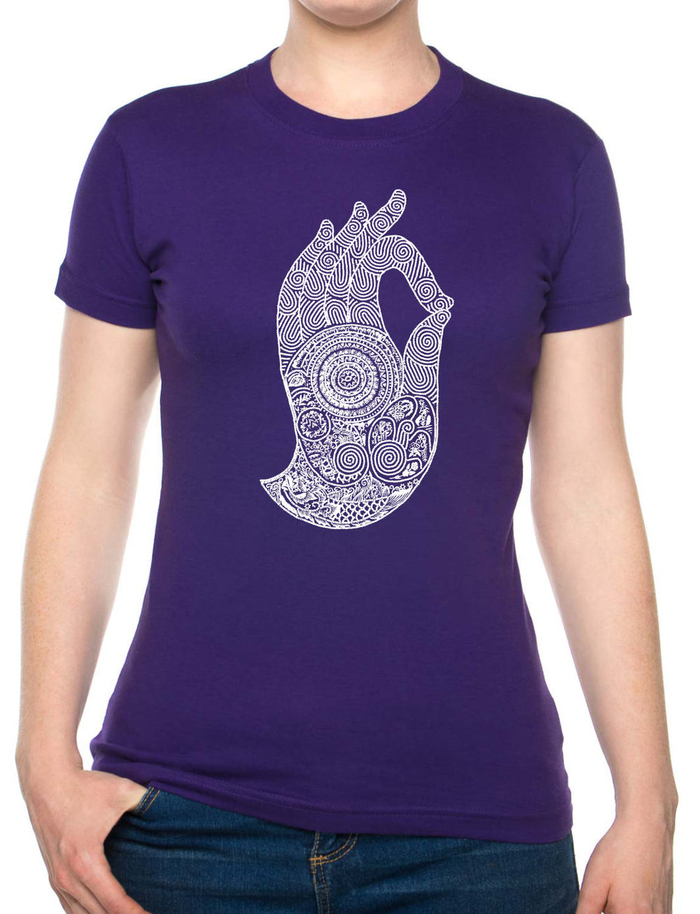 Bohotusk Hand of Buddha Cotton Ladies T-Shirt XS - 2XL (UK 8 - 18) Available in 7 Colours