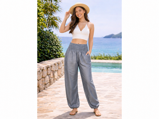 Bohotusk Plain Grey Petite Fit Harem Pants (UK Size 4)