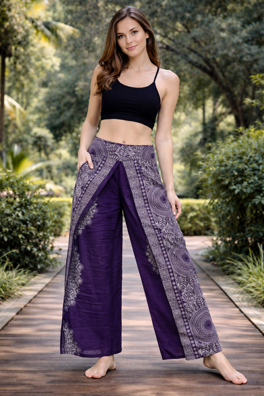 Bohotusk Black Sun Storm Print Womens Palazzo Pants Medium (UK 10 - 12)