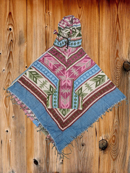 Pink Aqua Arrow Design Supersoft Woollen Poncho