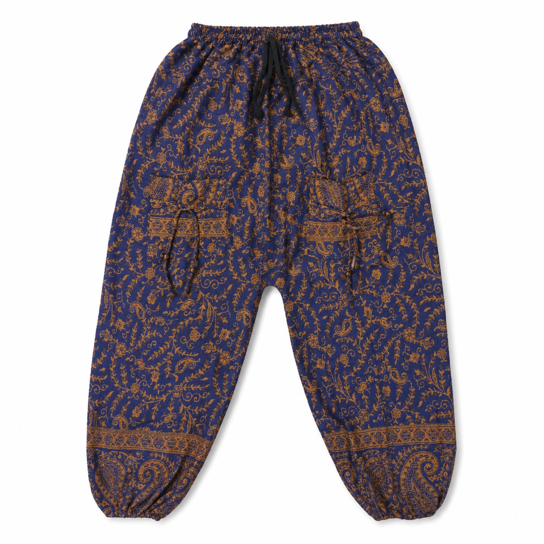Bohotusk Purple & Brown Paisley Fleece Harem Pants )
