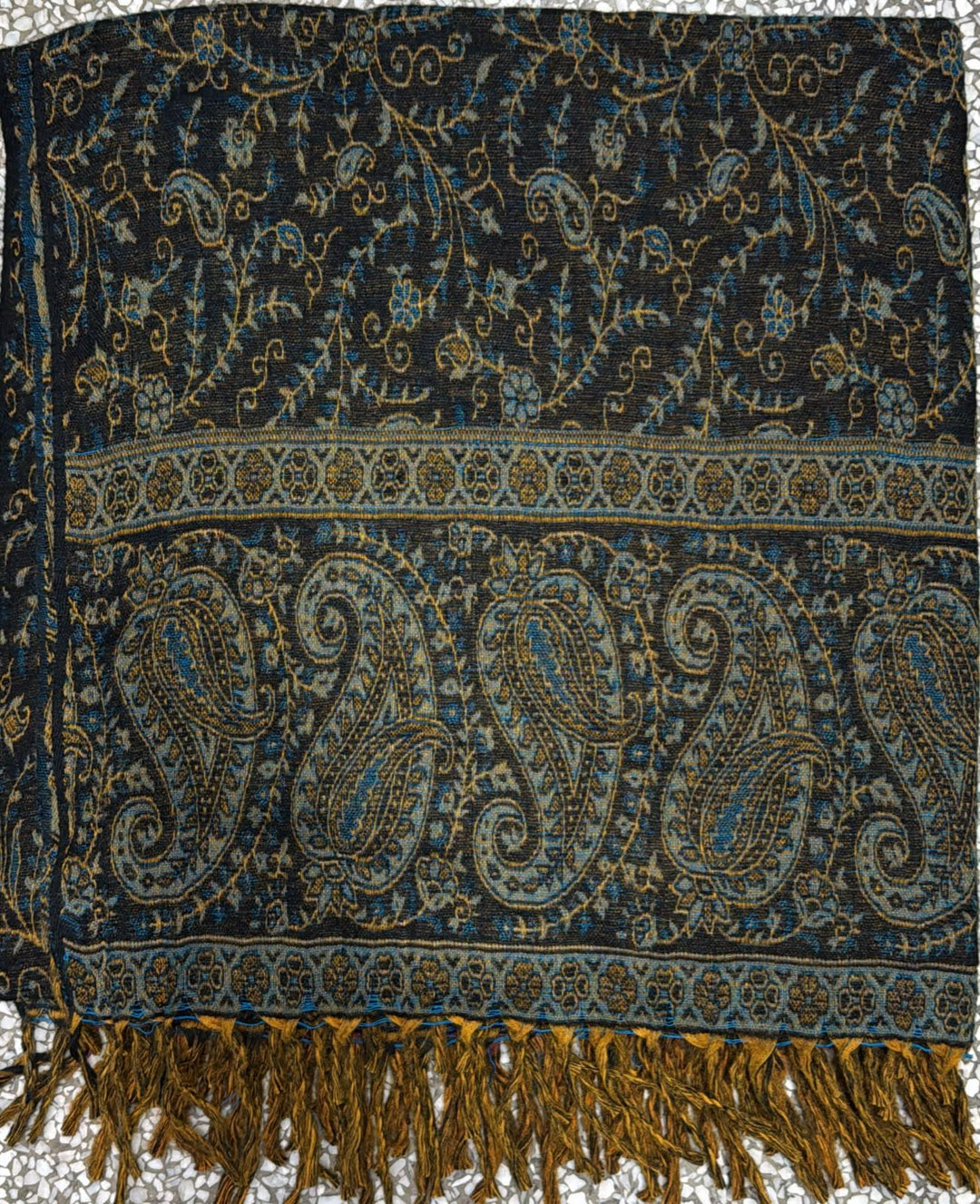 Bohotusk Blue Grey Green Paisley Fleece Harem Pants