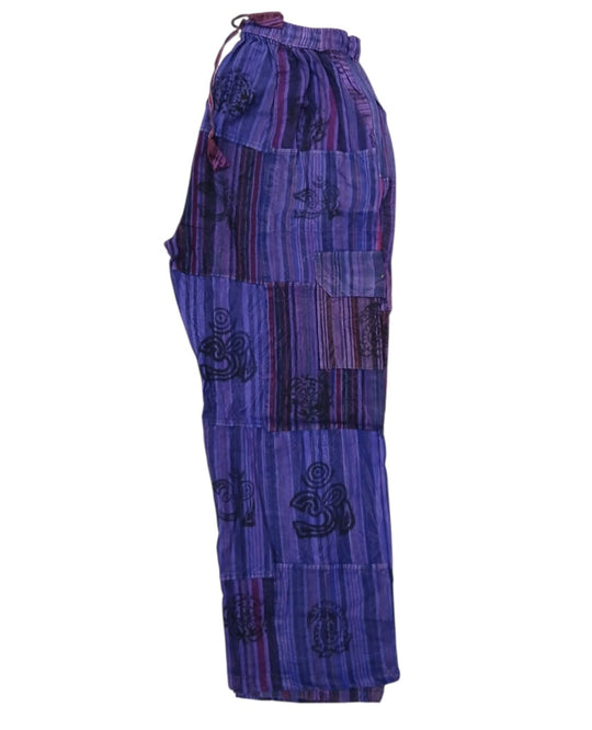 Bohotusk Kraken Cotton Multi Coloured Striped Open Legged Harem Pants Medium