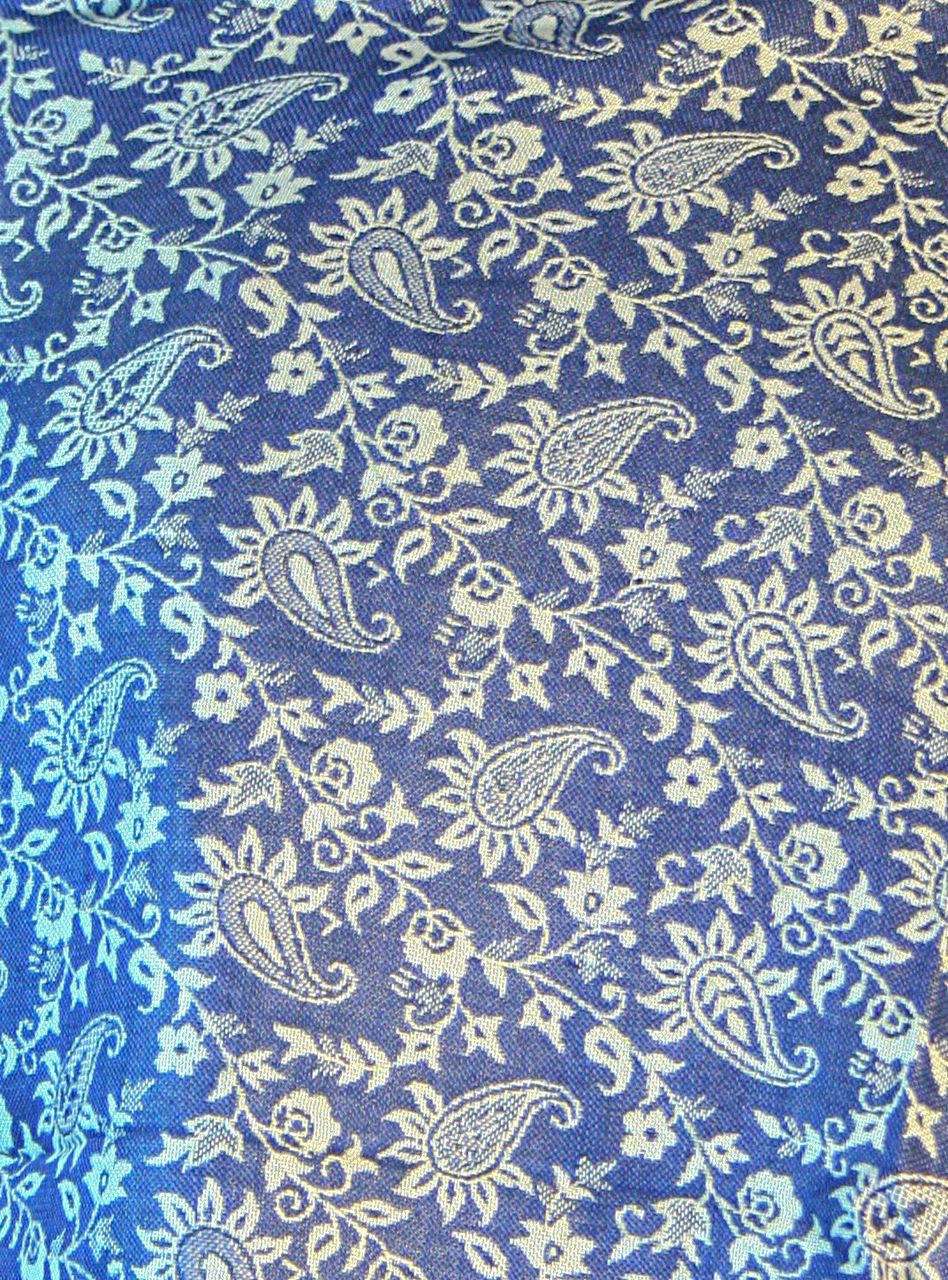Navy Blue Floral Leaf Teardrop Print Pashmina Reversable 200 x 75cm