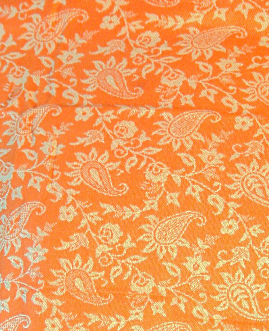 Tangerine Floral Leaf Teardrop Print Pashmina Reversable 200 x 75cm