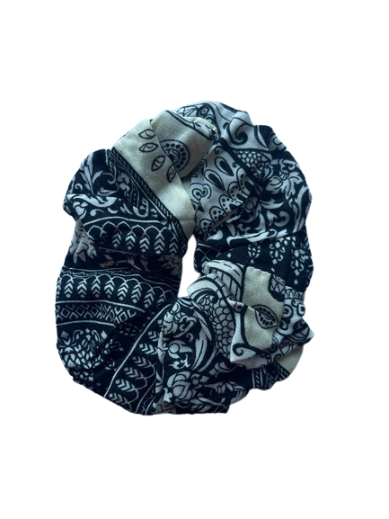 Black Elephant Herd Hair Scrunchie Ties