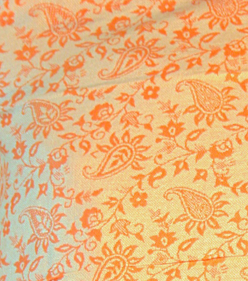 Tangerine Floral Leaf Teardrop Print Pashmina Reversable 200 x 75cm