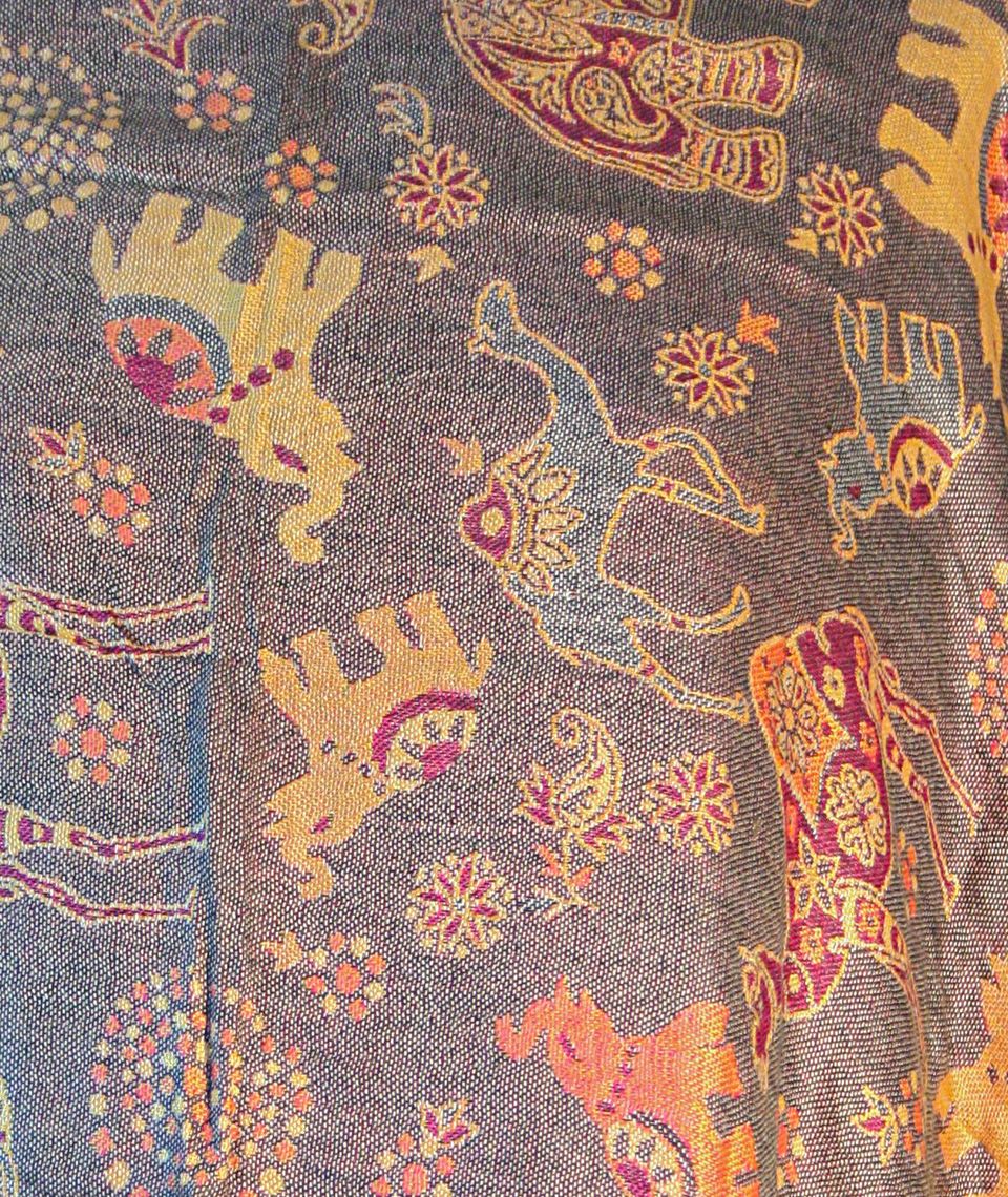 Grey Purple Sand Elephant Camel Print Pashmina Reversable 200 x 75cm