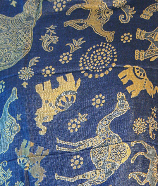 Blue Sand Elephant Camel Print Pashmina Reversable 200 x 75cm