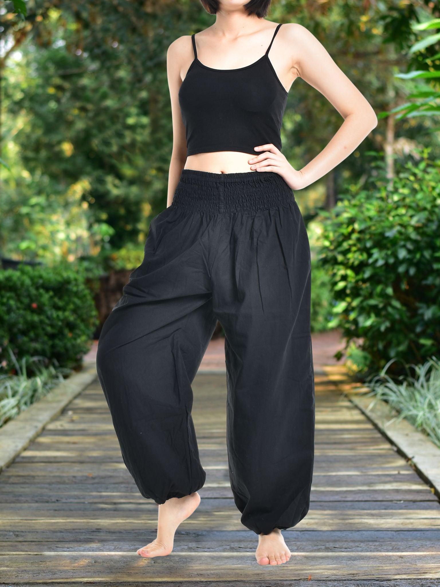 Black cotton pants womens deals