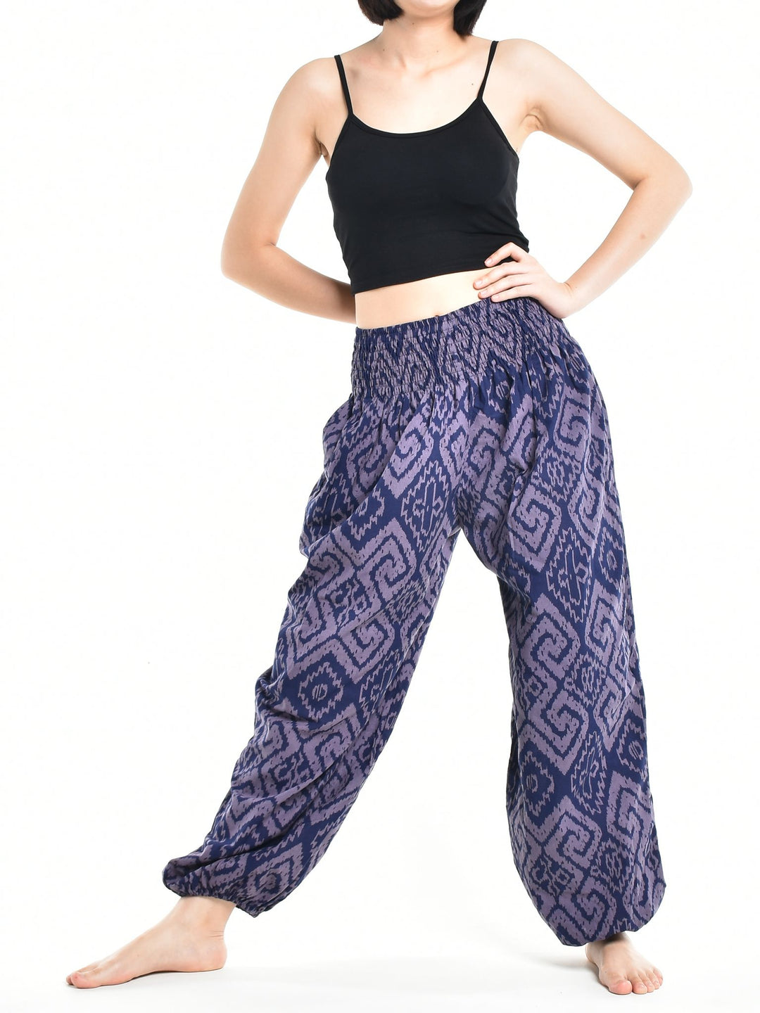Bohotusk Womens Autumn Purple Blue Maze Cotton Harem Pants S/M to 3XL