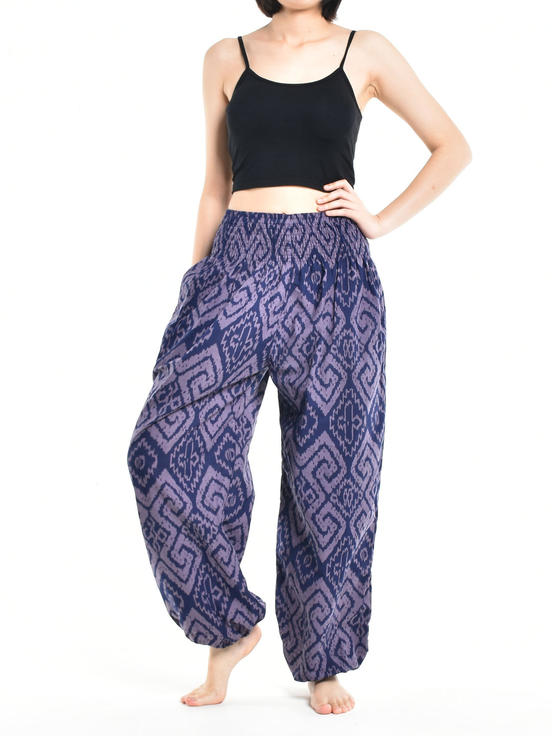 Bohotusk Womens Autumn Purple Blue Maze Cotton Harem Pants S/M to 3XL