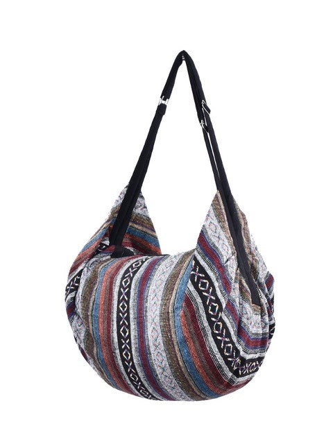 Bohotusk Striped Multi Coloured Cotton Canvas Duffle Bag